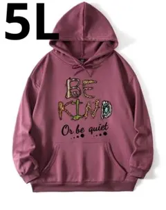 新品 レディース ロゴ パーカー ポケット 【5L】パープル  大きいサイズ