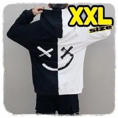 オーバーサイズ　パーカー　XXL　黒　白　ビッグシルエット　韓国　大人気　春