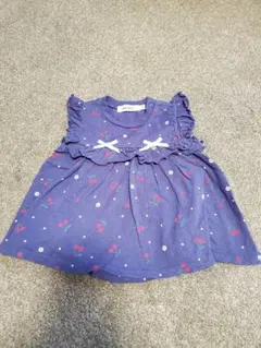 SLAP SLIP ネイビー フリルロンパース