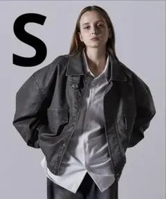 CLEL ヴィンテージデザイン合皮ブルゾン ヴィンテージブラック S