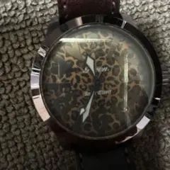 ロエン×エンジェルクローバー　ヒョウ柄レザーバンド時計