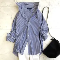 美品 ポロラルフローレン ストライプシャツ スリムストレッチ サイズ4 M