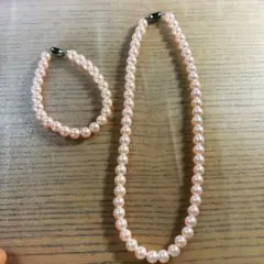 ピンクパール ネックレスとブレスレット セット