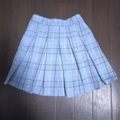 72 ワールド 水色 チェック柄 スカート M 150