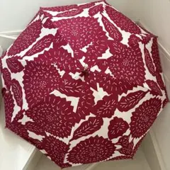 ほぼ新品 アフリカンバティック 花柄 晴雨兼用傘 ストレートバンブー