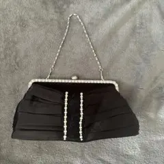 ブラックプリーツパーティーバッグ クラッチ