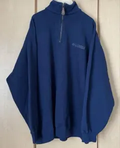 90s Colombia 刺繍ロゴ ハーフジップスウェット XL ネイビー 紺