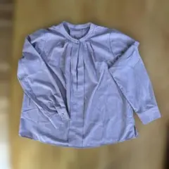 VIS 薄紫 プリーツ 長袖シャツ