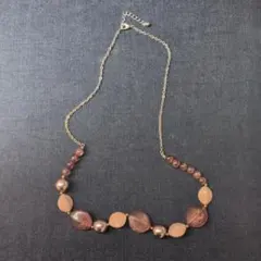 ビーズネックレス ブラウン系 調整可能