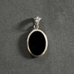 SILVER刻印　ヴィンテージスターリングシルバーネックレス　オニキスペンダント