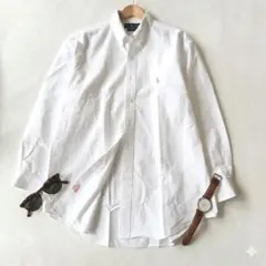 ​極美品 ラルフローレン YARMOUTH 長袖シャツ 白 XL ポニー刺繍