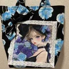 【パネル生地使用トートバッグ】青紫の君①