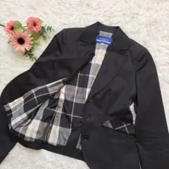 BURBERRYBLUELABEL　ジャケット　チェック柄　黒　コットン M