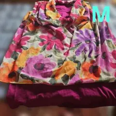 花柄プリント 半袖チュニック ドレープネック Mサイズのサムネイル