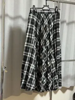 チェック柄ロングスカート ブラックホワイト