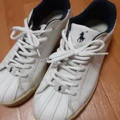 Ralph Lauren レザースニーカー ホワイト/ネイビー