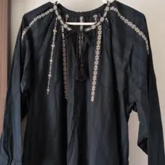 新品　コーエン　刺繍長袖シャツ　ワンピース 　インド綿のサムネイル