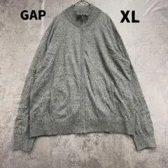 ギャップ XL 濃灰 フルジップニット 人気デザイン USA古着【7014】