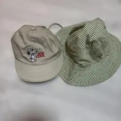 スヌーピー キャップ ハット48〜50cm ギンガムチェック