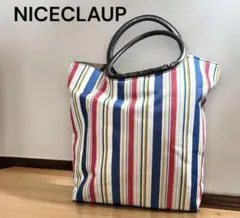 NICECLAUP トートバッグ ストライプ 底、横マチあり