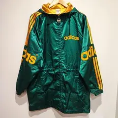 adidas デサント製 ナイロンジャケット M-L 緑×黄