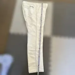 ホワイト キルティング スリムフィットパンツ