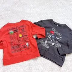 キッズ トレーナー 2枚セット 恐竜 ハンバーガー 100㎝