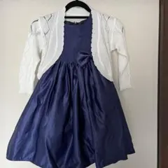 ネイビー サテン ドレス 120cm カーディガン付き