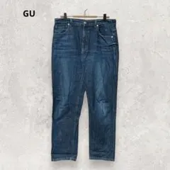 ​GU ストレートデニムパンツ ジーンズ 27インチ XL相当 ネイビー 紺