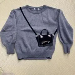 Kate spade 猫のバッグ柄 グレー ニット