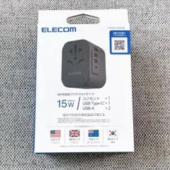 【M-79】18 ELECOM T-HPAM-15A2CBK 海外用変換プラグ