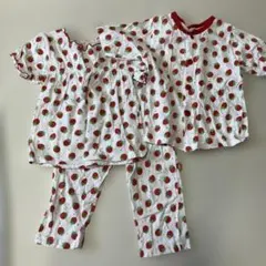 いちご柄 夏用ベビーパジャマセット90cm