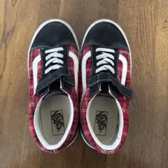 Vans チェック柄 スニーカー 赤黒 21cm