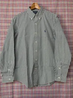 ラルフローレンPOLO◾️ストライプ・ボタンダウンシャツ◼️パープルポニー