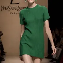 Yves Saint Laurent 半袖ワンピース　ビンテージ　リブ　緑のサムネイル