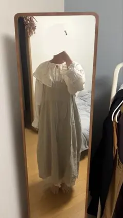 【Samansa Mos2】麻100% ベージュ キャミワンピース