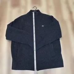 LACOSTE ダークグレー ジップアップニットジャケット