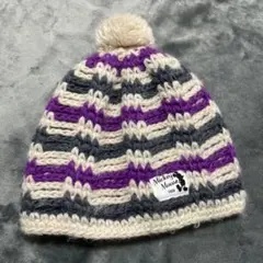 ミッキーマウス ストライプ ニット帽 ポンポン付き