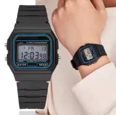 新品未使用 デジタル腕時計 メンズ 黒色 ブラック スタンダード ウォッチ