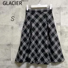 GLACIER グラシア【S】フレアスカート ブラック チェック柄 上品 タック