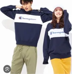 チャンピオン ロゴスウェット ネイビー ホワイト XL 裏毛素材