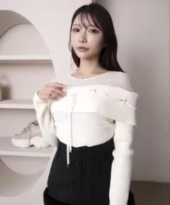 シアードッキングリボンリブニット リップサービス lipserviceアイボリー