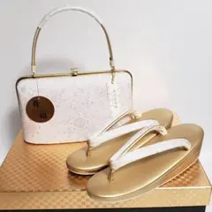 (0604)新品 草履 バッグ セット M 日本製 箱付き 着物 和装 舞姫