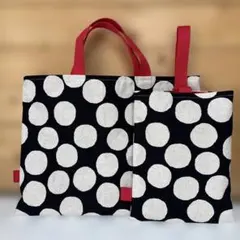 レッスンバッグ シューズケース 手提げ袋 上靴入れ セット ドット柄 #54