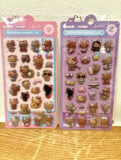日焼けキティ　ステッカー 2枚セット／ボンボンドロップ風シール