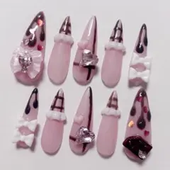 【オーダー】 ネイルチップ ピンク バレンタイン 量産型 リボン フリル