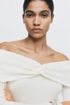 H&M オフショルダーセーター ホワイト S