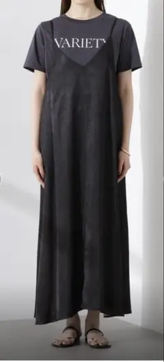 美品　ナノユニバース キャミソールフレアワンピース ブラック F