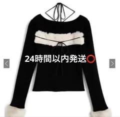 GRL グレイル ファーホルターネックリボンニットトップス[ru1387]