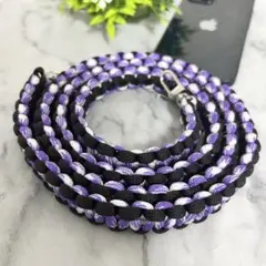 スマホショルダーストラップ 紫白×黒 パラコード ハンドメイド ラスト一点